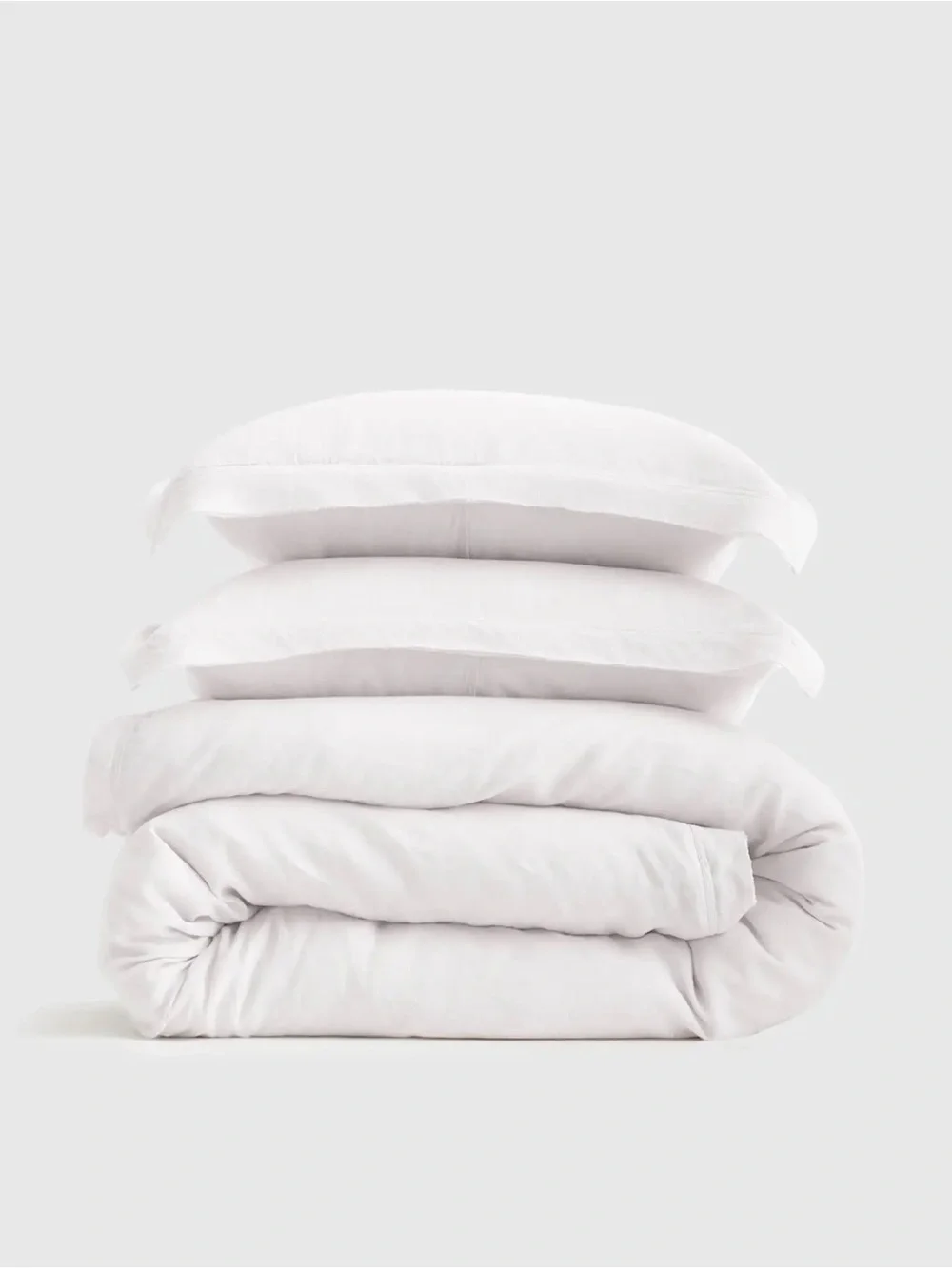 Quince White Liben Double FlangeDuvet Cover Set with Shams